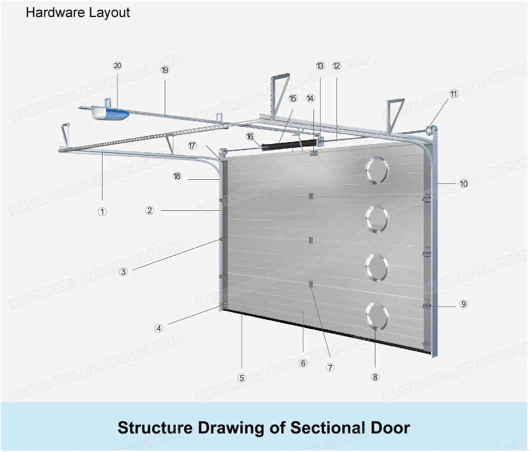 New Design Security Residential Overhead Sectional Chain Hoist Garage Door