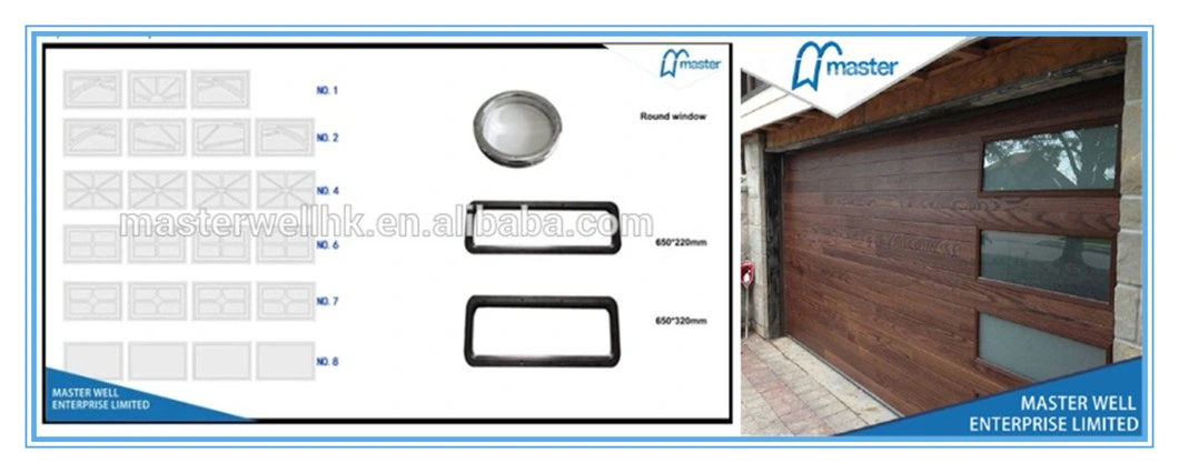 Ce Approved Electrical Residential Overhead Sectional Chain Hoist Garage Door with Window and Small Door