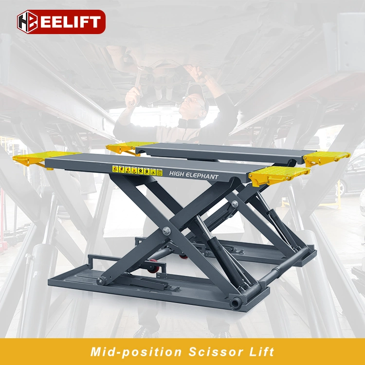 Customized Voltage Portable Automotive Low Midrise Low Profile 1100mm 3 Ton Scissor Car Lift