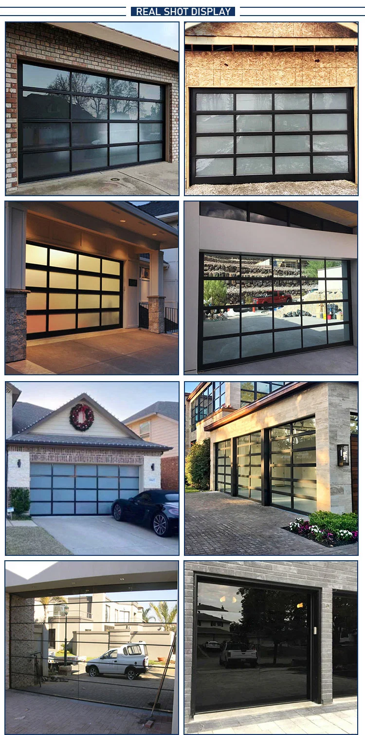 16 FT Foot Clear Frosted Glass Full View Aluminum Automatic Sectional Door Modern Villa Luxury Insulated Glass Garage Door