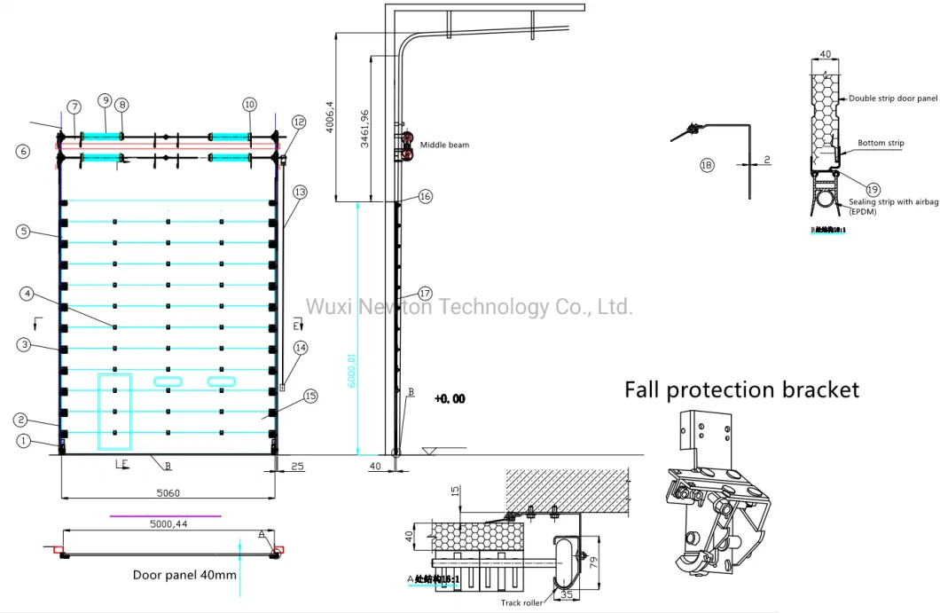 Easy Lift Steel Overhead Sectional Industrial Entry Lifting Door with Pedestrian Doors