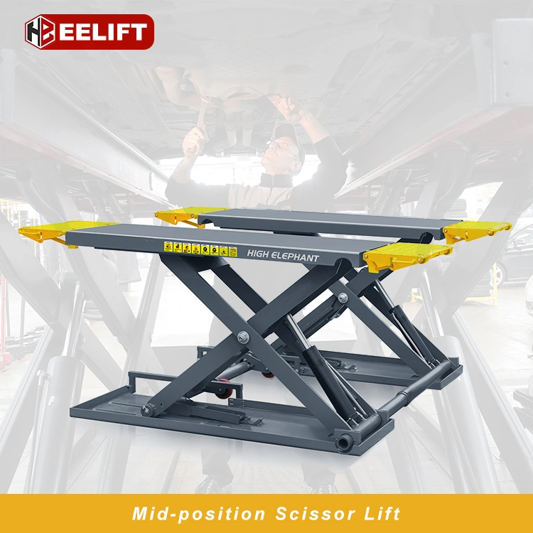 3000kg Expprted German Industrial MID-Position Scissor Lifter Double Cylinder Scissor Lifter Hydraulic Car Lift
