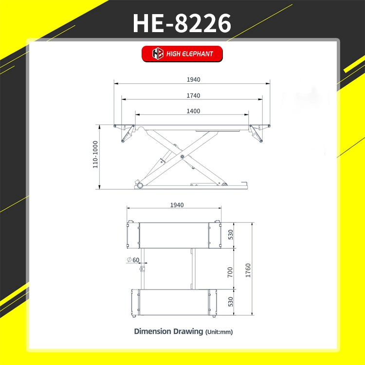 MID-Position Scissor Hoist Capacity 3000kg