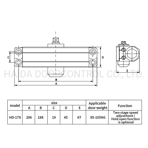 China Manufacturer Hot Sell Heavy Duty Wooden Door Closer for Fire Door / Security Door / Steel Door