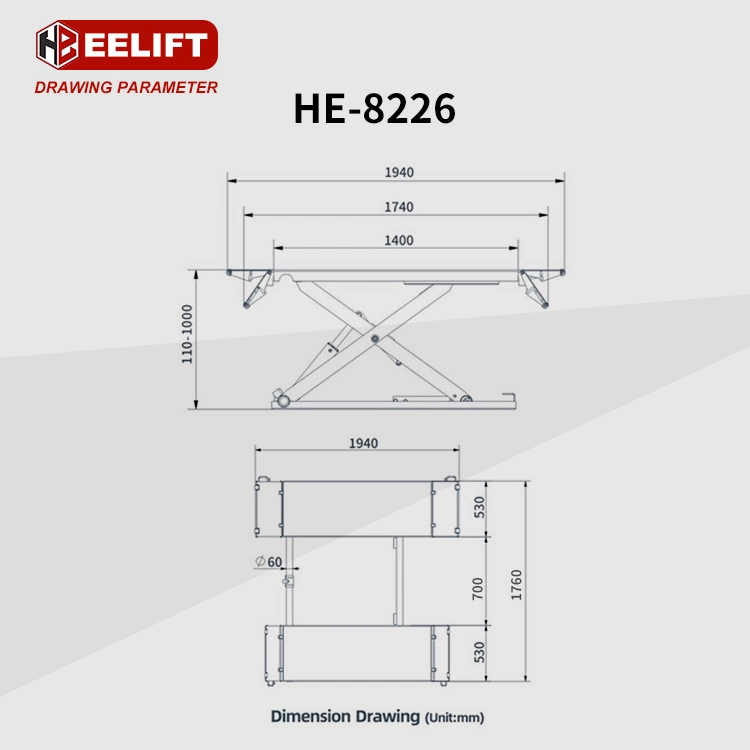 3000kg Expprted German Industrial MID-Position Scissor Lifter Double Cylinder Scissor Lifter Hydraulic Car Lift