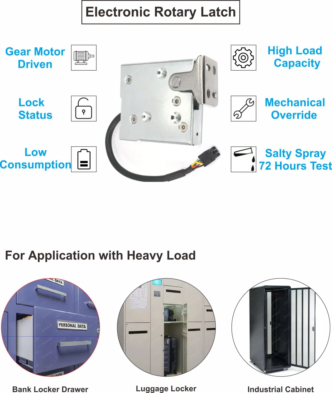 12VDC Durable Electronic Rotary Latches with Gear Motor for Smart Locker System