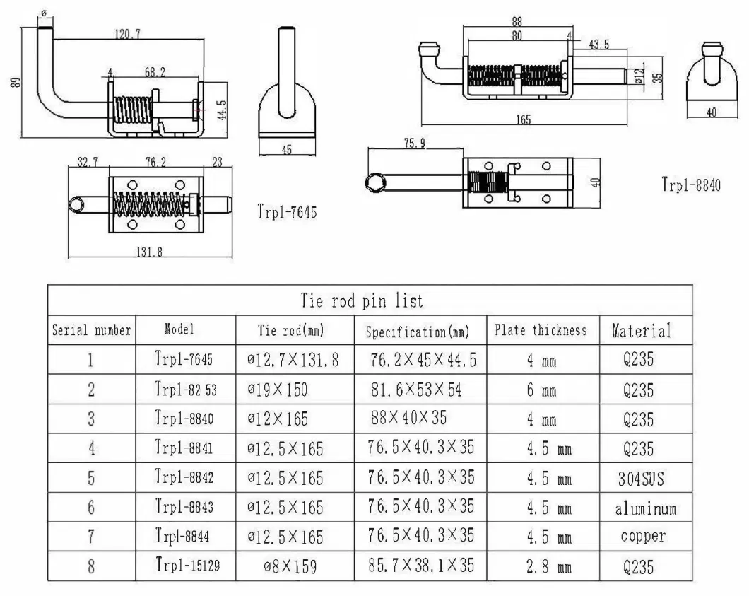 Heavy Duty Trailer Truck Spring Loaded Zinc Plated Garage Door Lock Parts Weld-on Spring Latch