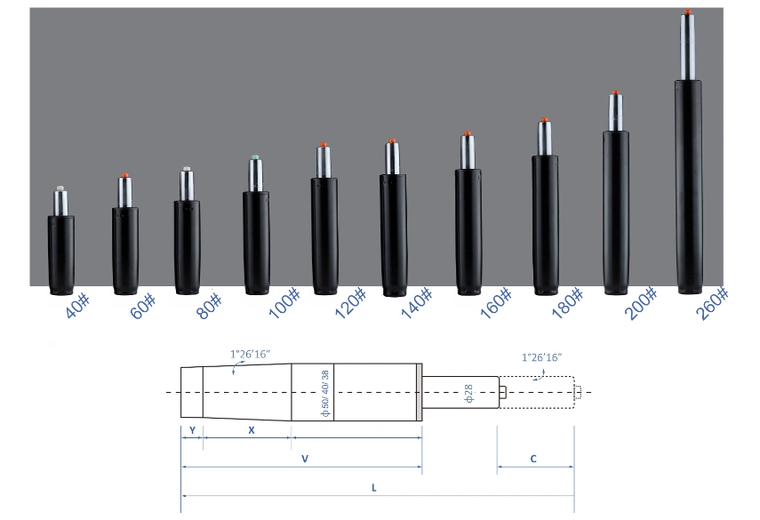 Height Adjustment Locking Gas Spring for Garden Chair Office Chair Air Springs Sold