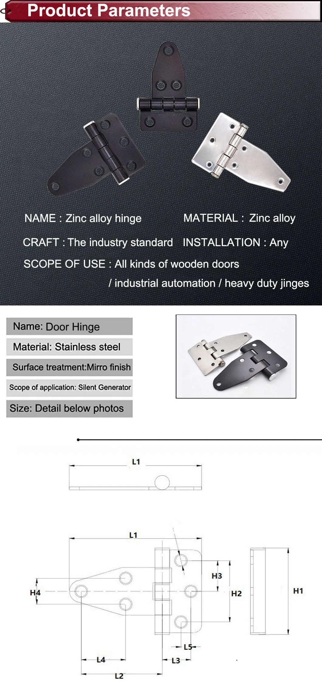 Factory Manufacturer Stainless Steel Hinges for Folding Doors with Cheap Price