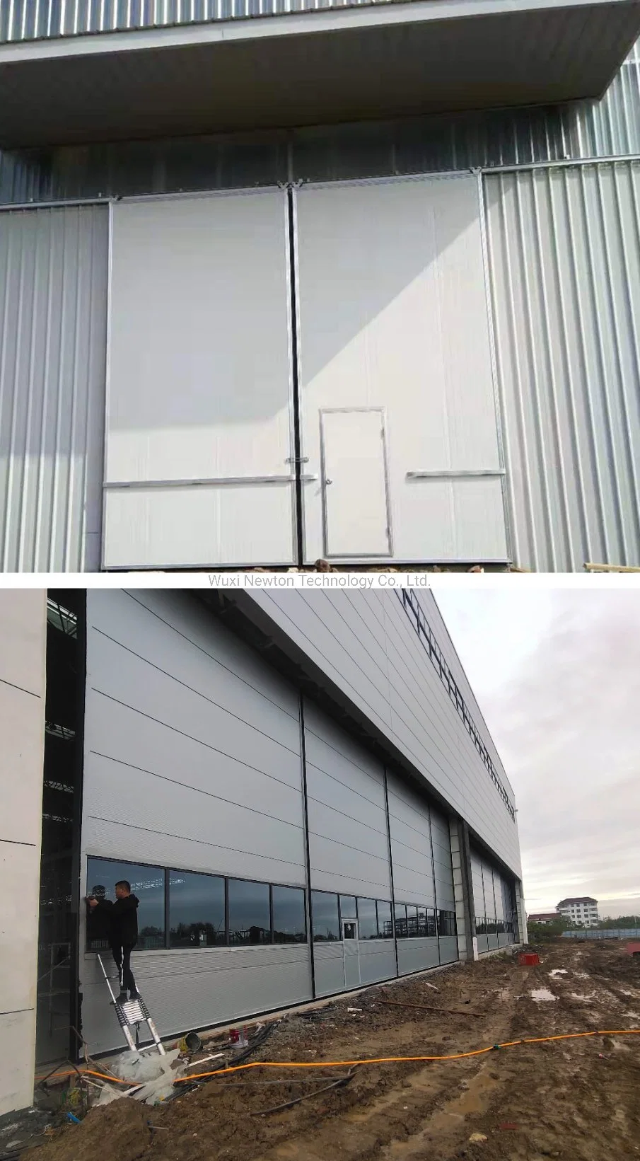 Insulated Surface Finishing Fireproof Industrial Automatic Folding Sliding Hangar Door