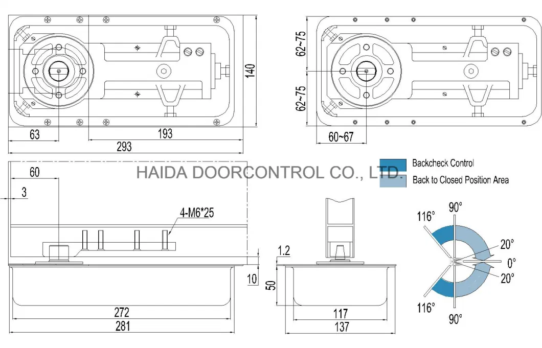 High Traffic Commercial Concealed Door Closer Floor Spring HD 517