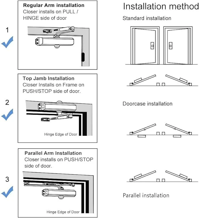 Aluminum CE Fire Rated Hydraulic Automatic Commercial Door Closer Self Closing Spring