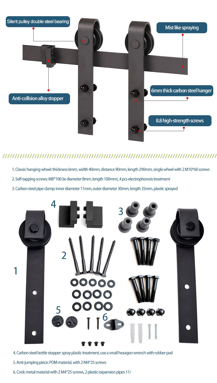 Fitting Box Rail Bypass Hidden Sliding Double Barn Door Hardware Soft Close 6 Foot Solid Wood Barn Door Accessories