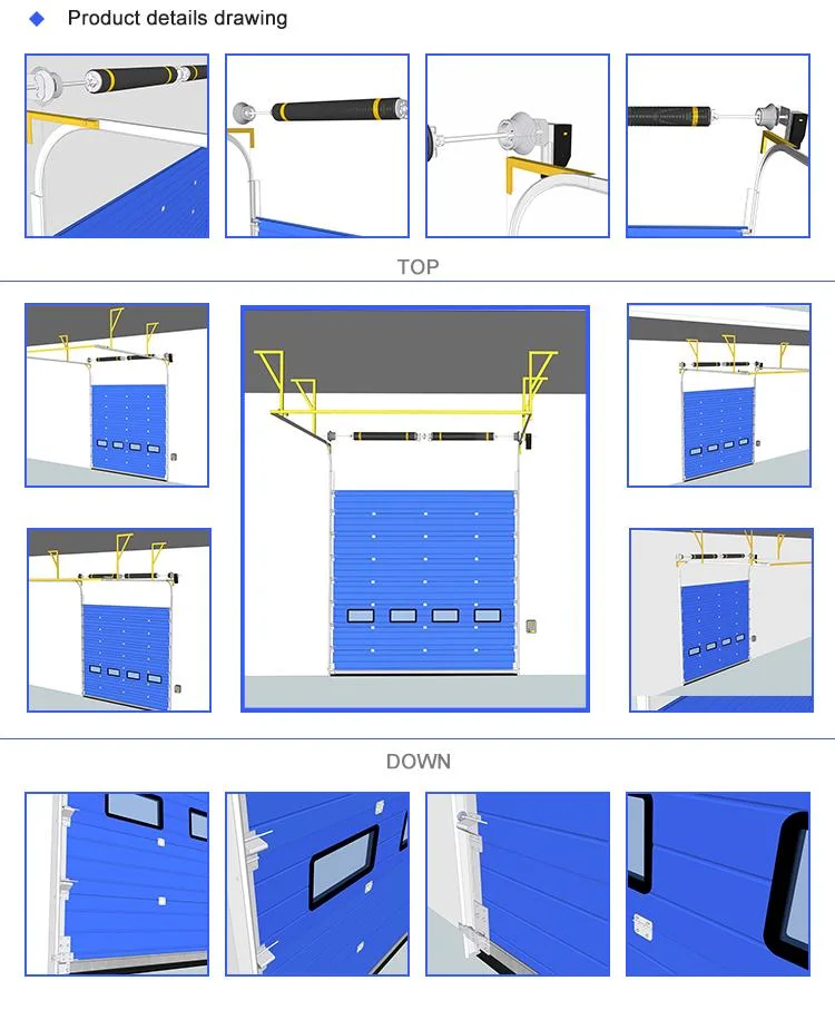 Industrial Exterior Safety Thermal Insulated Overhead Sectional Garage Dock Auto Gate Automatic Vertical Lifting Rolling Door with Spring Break Safety Device