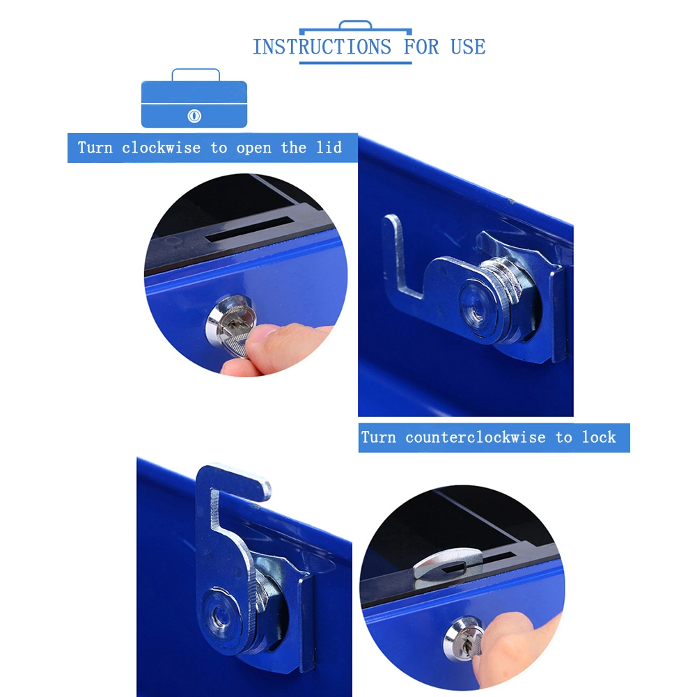 Factory Wholesale 8 Inch Portable Steel Key Lock Secure Cash Box