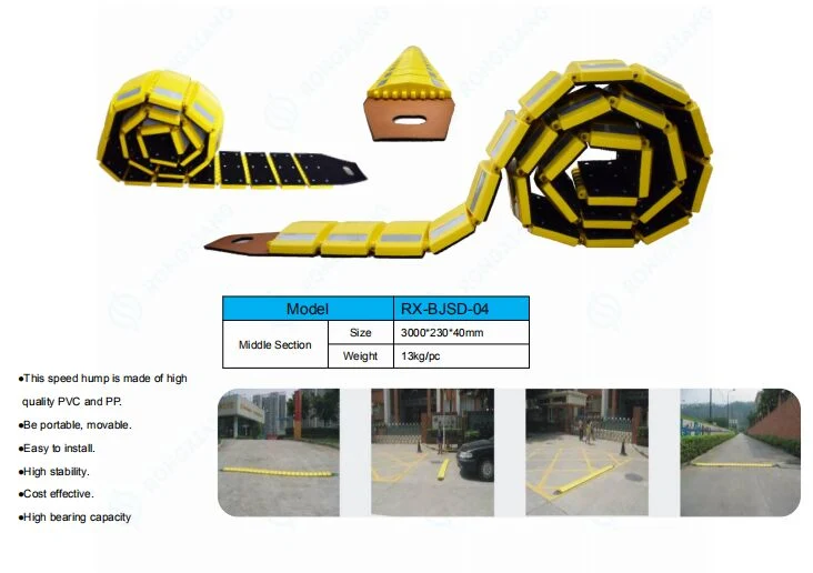 PVC Portable Vehicle Traffic Speed Bump Heavy Duty Reflective Humps Car Truck Automotive Vehicles Speed Bumps for Asphalt Concrete Gravel Garage Driveway Roads