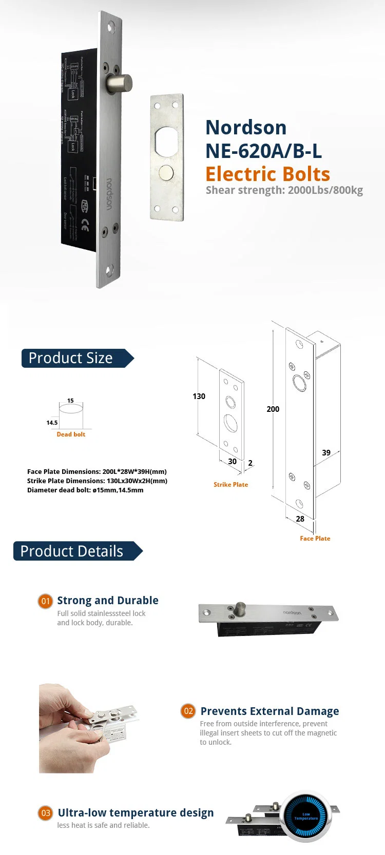 Fail-Safe / Fail Secure Electric Bolt Lock for Wooden Aluminum Glass Smart Cylinder Container Door Euro Security Spring Bolt Lock