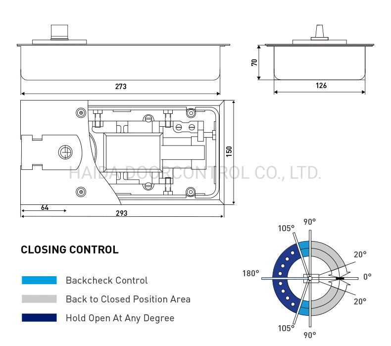 Italy Design High Quality 7300 Series Glass Door Floor Spring HD 7305