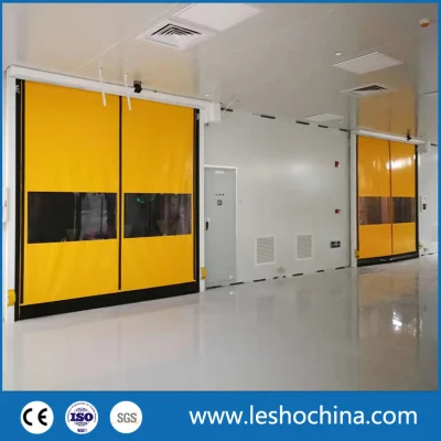Sistema di autoriparazione GMP PVC Zipper in tessuto industriale Ripristino ermetico Alto Velocità Roll up rapido azionamento rullo otturatore rapido in testa Porta per camera pulita
