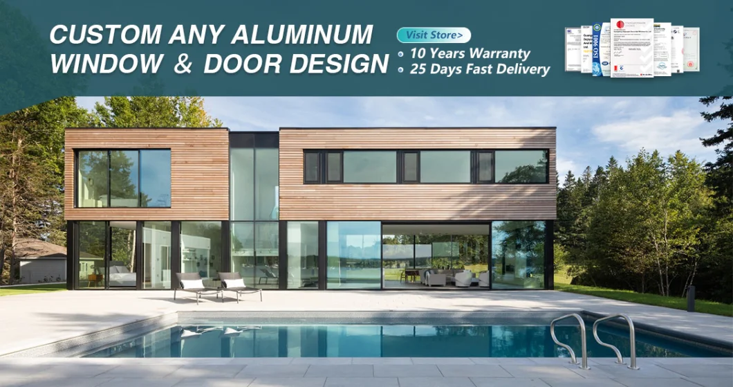 Exterior House Villa Thermal Insulation Aluminum Electric Louver Double Glass Garage Door