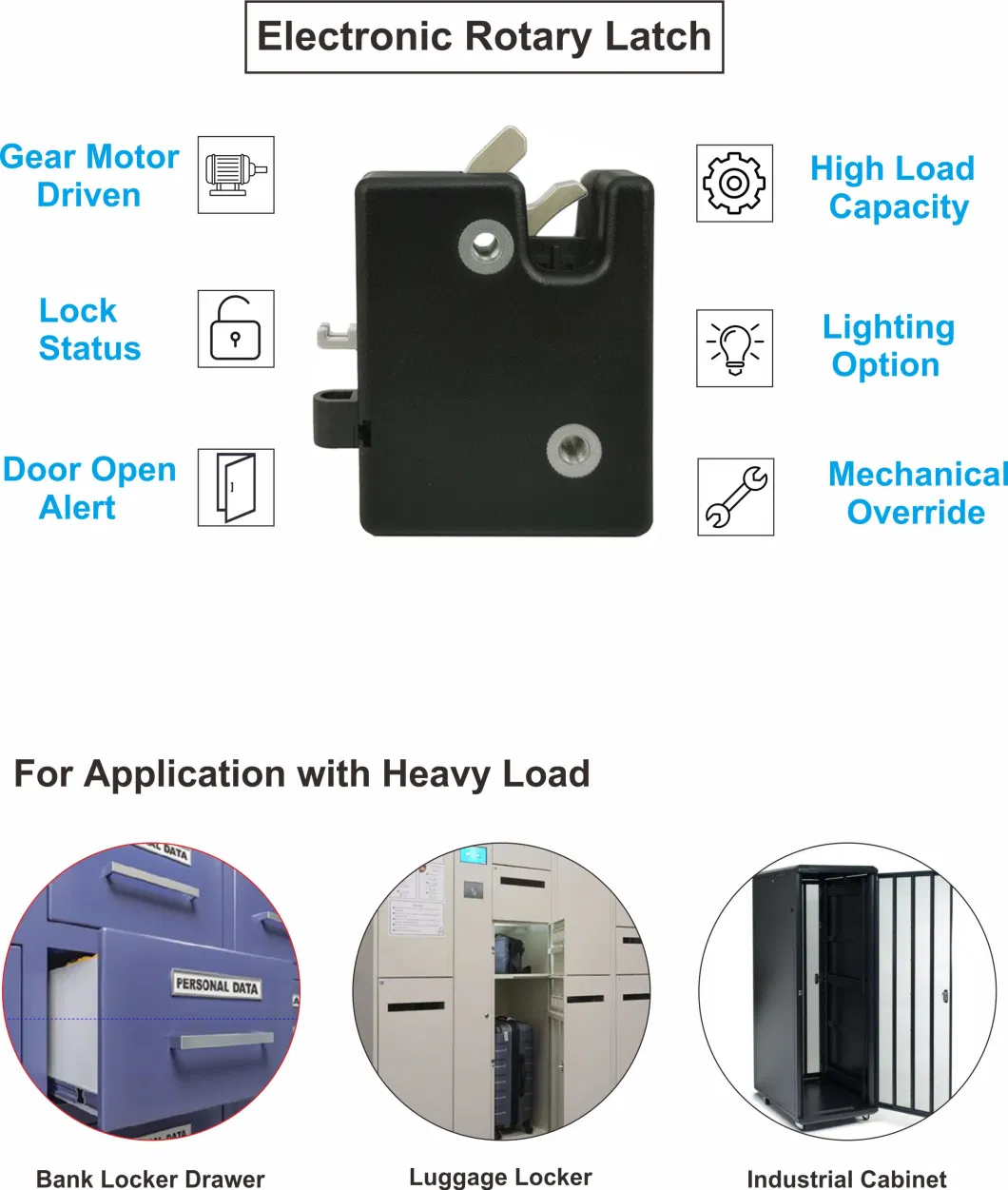Shockproof Electronic Rotary Latch with LED for Smart Locker System