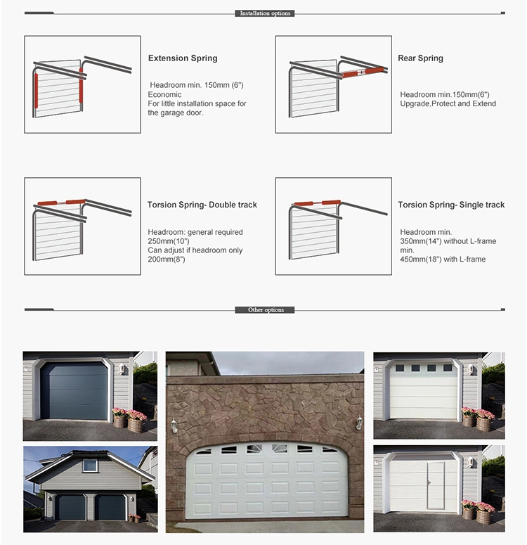 Good Price New Style Automatic Sectional Overhead Panel Full View Mirror Tempered Glass Aluminum Garage Door