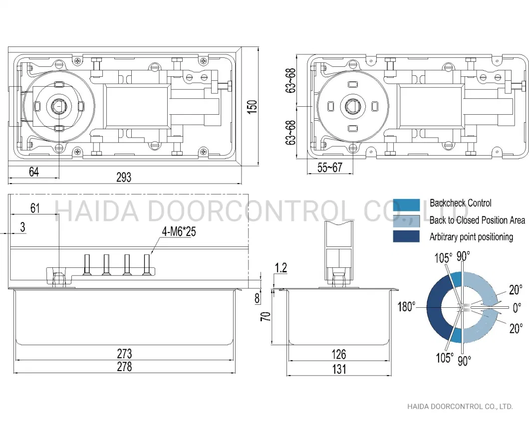 Italy Design High Quality 7300 Series Glass Door Floor Spring HD 7305