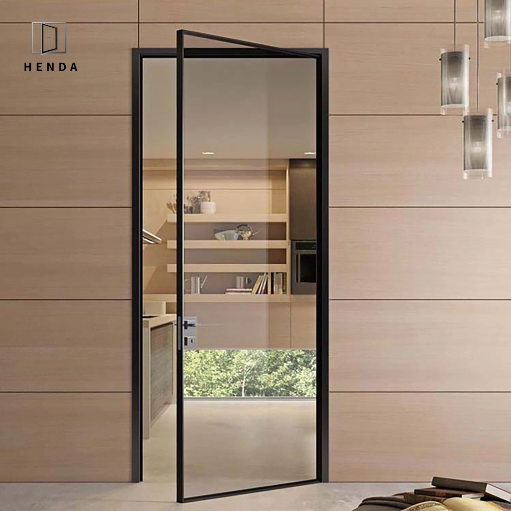 2022 Modern Design Exterior Entrance Floor Spring Steel Solid Wood Aluminum Metal Main Glass Swing Entry Pivot Door