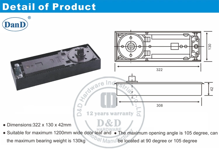 130kg Heavy Iron Floor Hinge Spring for Glass Commercial Door