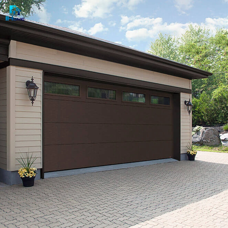 Hot Sale Products Installing a Glass Cost Aluminum Garage Door with Wood Look Hardware Wood Finish