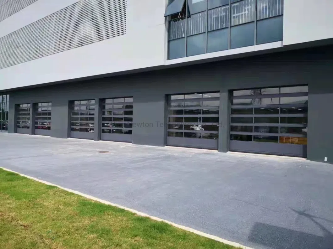 Commercial Full View Frame Overhead Tempered Aluminum Glass Garage Door with Motor