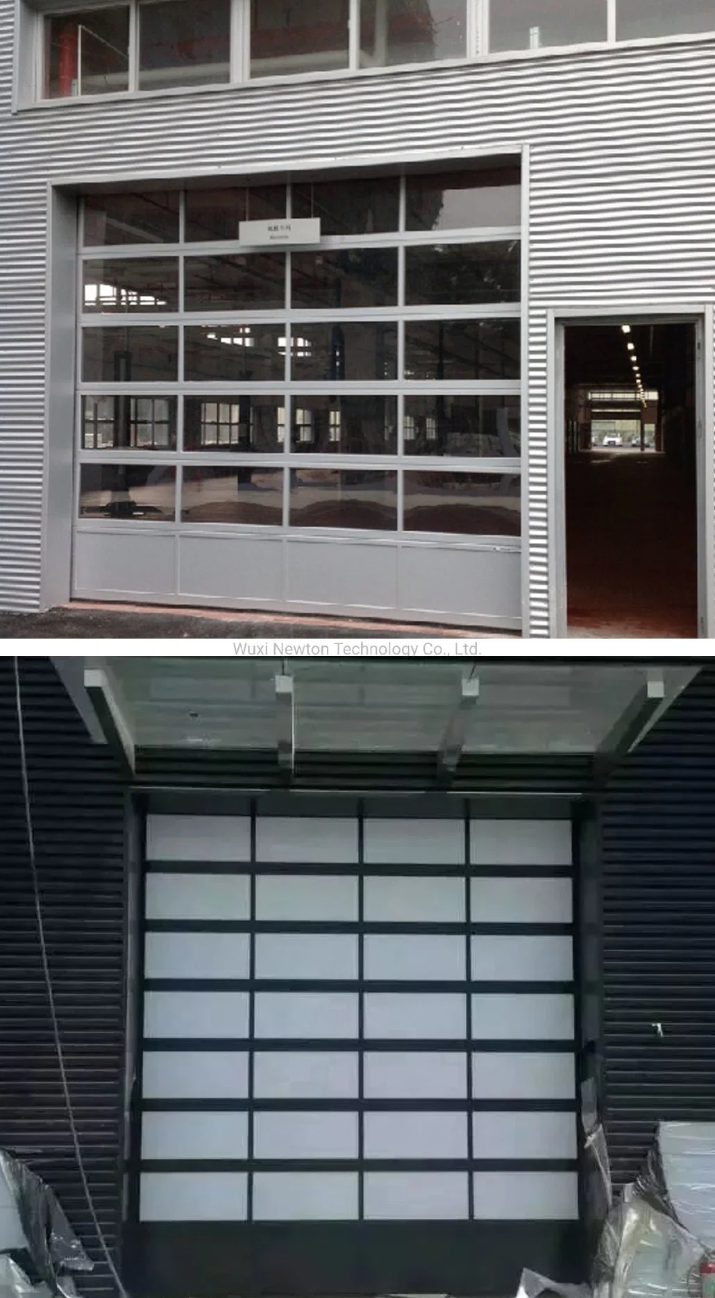 Commercial Full View Frame Overhead Tempered Aluminum Glass Garage Door with Motor