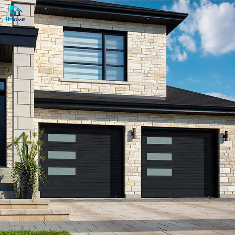 Hot Sale Products Installing a Glass Cost Aluminum Garage Door with Wood Look Hardware Wood Finish