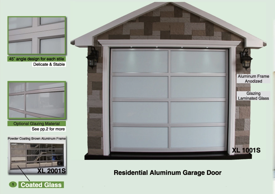 Full View Glass Aluminum Frame Overhead Automatic Sectional Garage Door