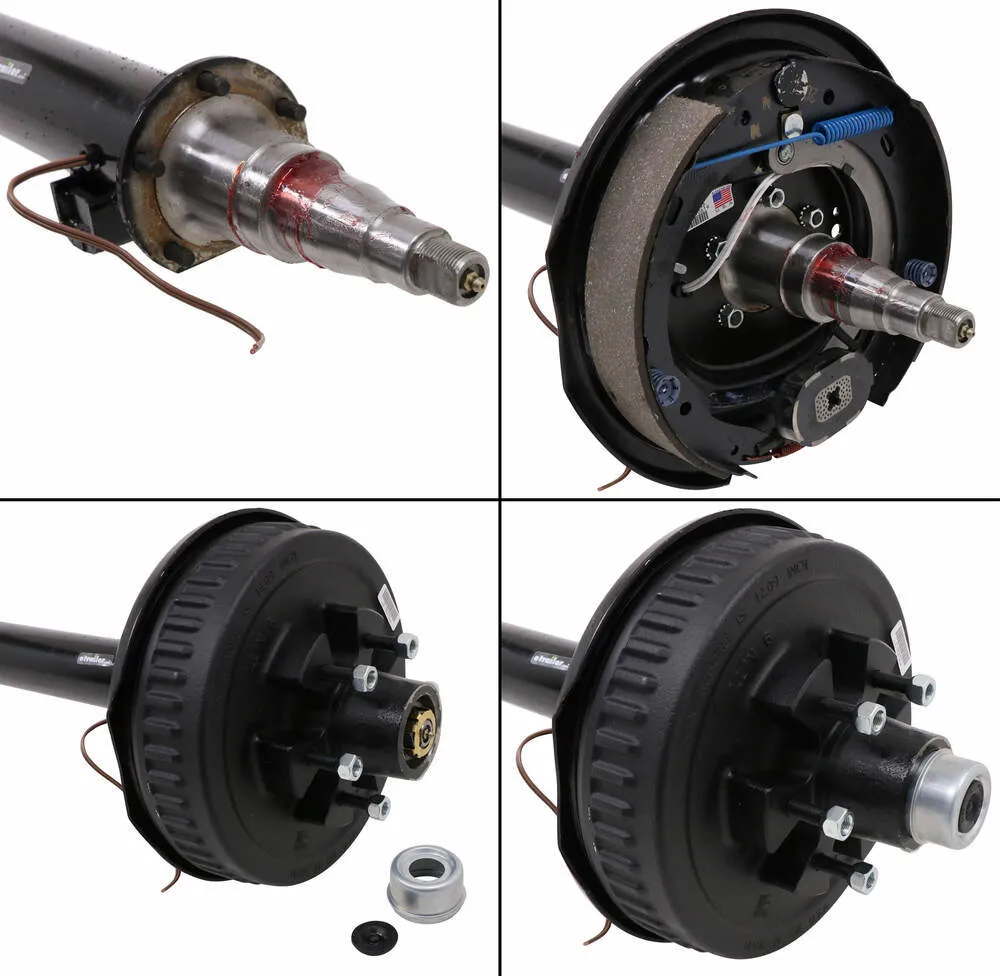 6,000 lbs Trailer Axle With Electric Brakes - Easy Grease - 6 on 5-1/2 Bolt Pattern - 95&quot; Hub Face 80&quot; Spring Center