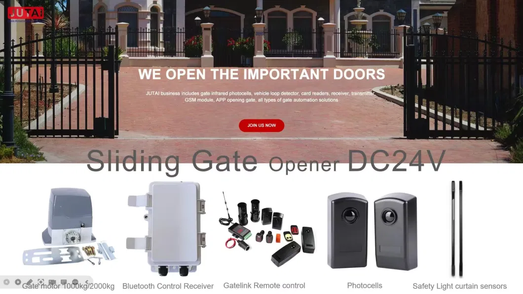 1000kgs Garage Door Opener 12/24VDC Sliding Gate Opener Kits with Photocells