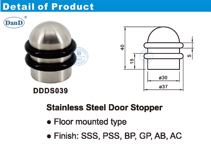 Stainless Steel Floor Mounted Door Stopper Small Rubber Doorstop