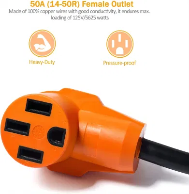 27.5 Inch 45 AMP Electrical Adapter 10 Gauge Heavy Duty Cord Cable