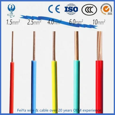 1mm 1.5mm 2.5mm 4mm 6mm 10mm 300/500V Multi Core Copper Electric Wires Cables Electrical Cable Wire with Competitive Price