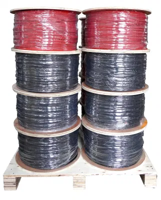 Black 1000V DC Copper Twin Core 2X4.0mm2 Heat Resistant Insulation for Electrical Wire PV Solar Cable