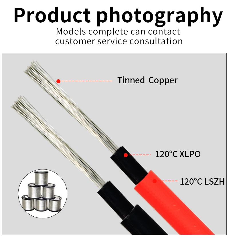 Xlpo/XLPE Solar Wire PV1-F Solar PV Cable 4mm2 6mm2 10mm2 for Solar Panel
