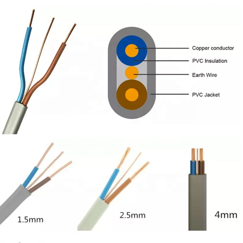 Twin with Earth TPS Electric Flat Cable Hot Wire 1.5mm PVC Copper Insulated