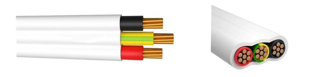Custom 1.5 2.5 4sqmm 3 Core Power Cable PVC Insulation Copper Conductor Flat TPS Electric Wire Cable