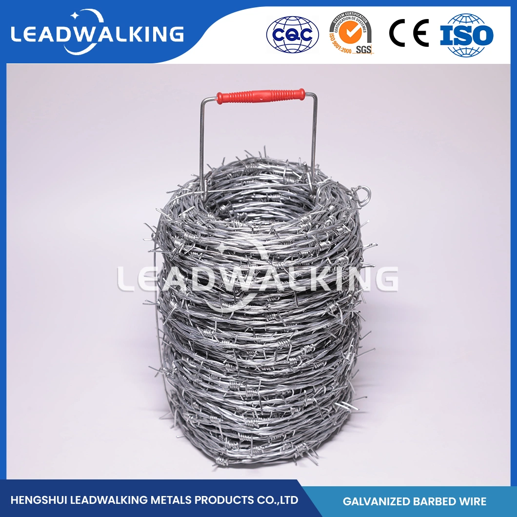 Leadwalking Galvanized Barbed Wire Clip Manufacturing Custom Barbed Wire Galvanized 500m China 1.5mm Thorn Length Sharp Galvanized Razor Barbed Wire