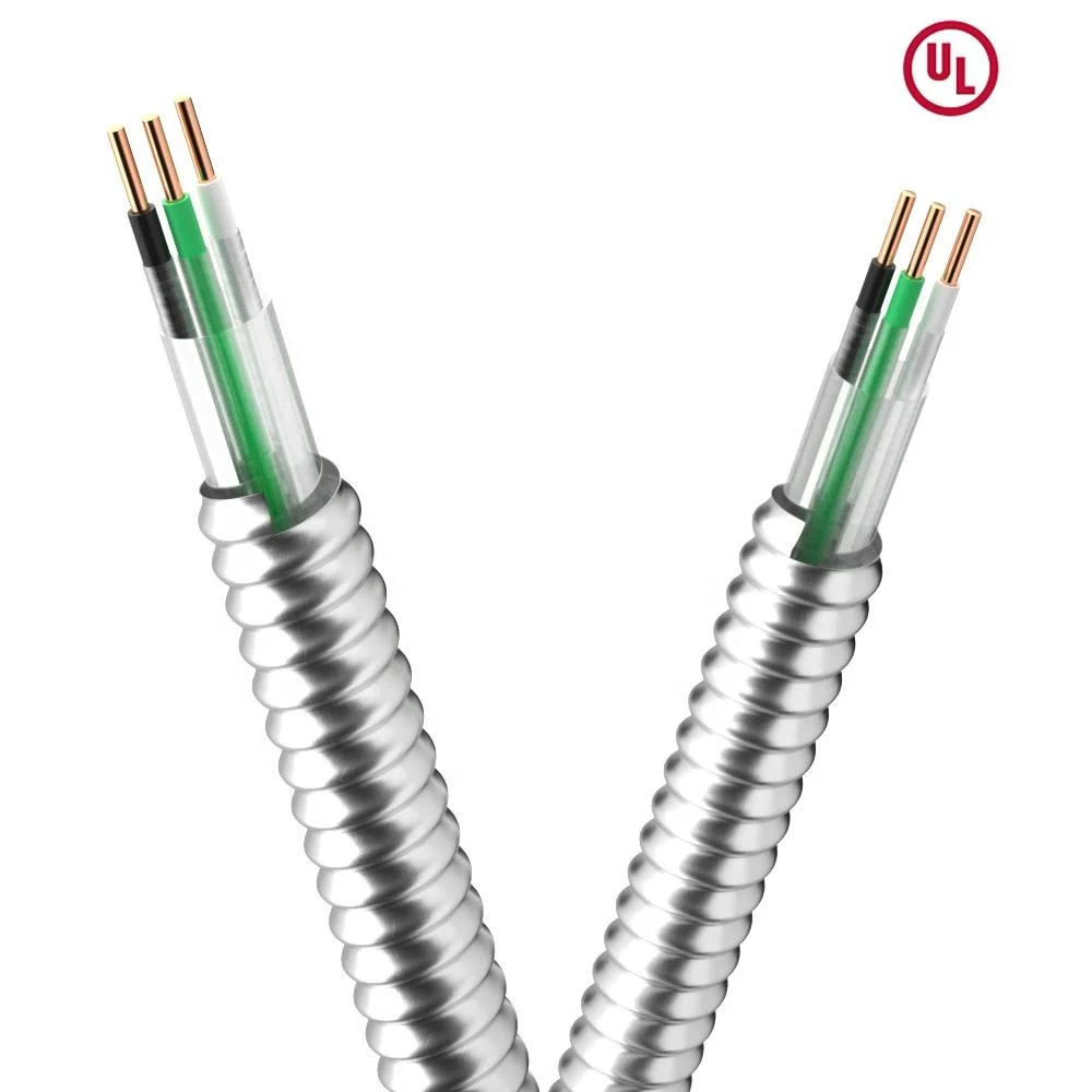 UL Approved 1 2 3 4 6 8 10 12 14 16 18 AWG Lightweight Aluminum Armored Wire Thwn Thhn Insulated Grounding Conductor Mc Cable