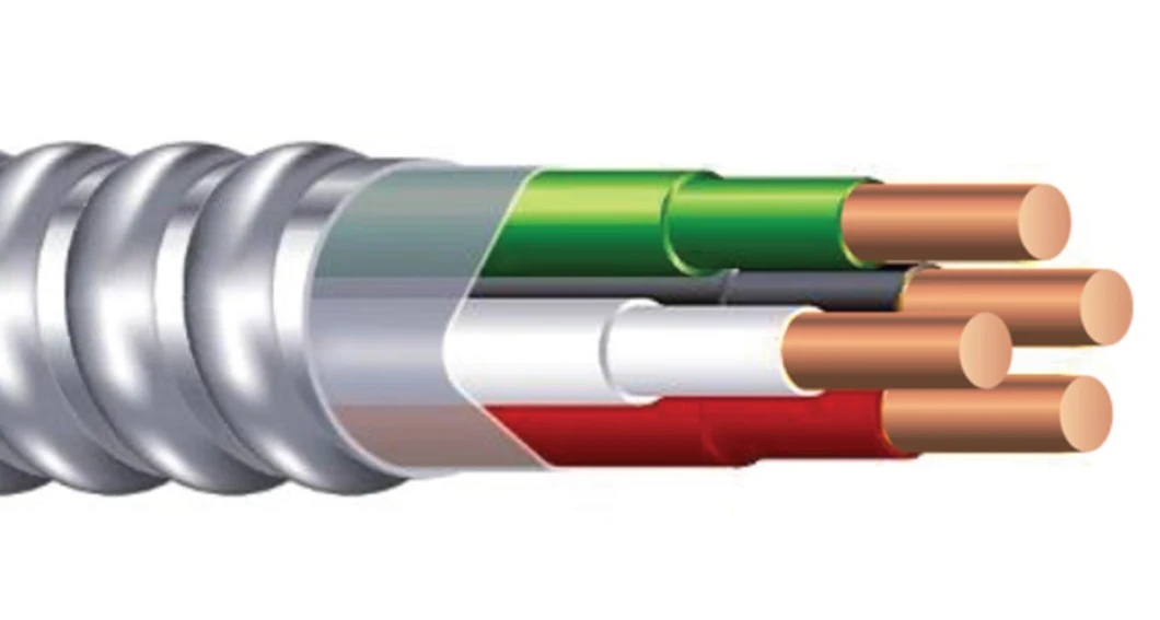 UL Approved 1 2 3 4 6 8 10 12 14 16 18 AWG Lightweight Aluminum Armored Wire Thwn Thhn Insulated Grounding Conductor Mc Cable