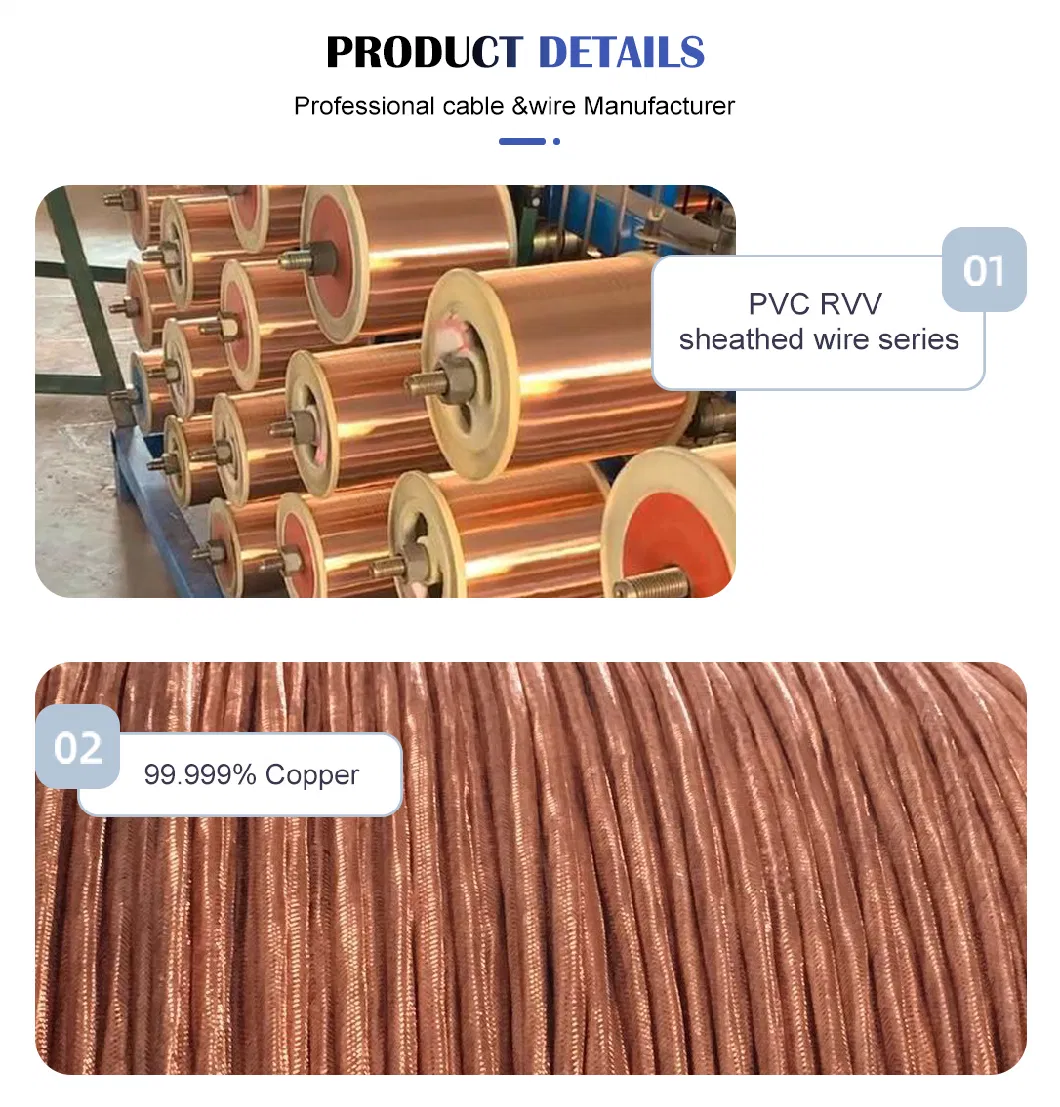 3c Certified PVC Copper Conductor Circular Flexible Electric Wire and Cable