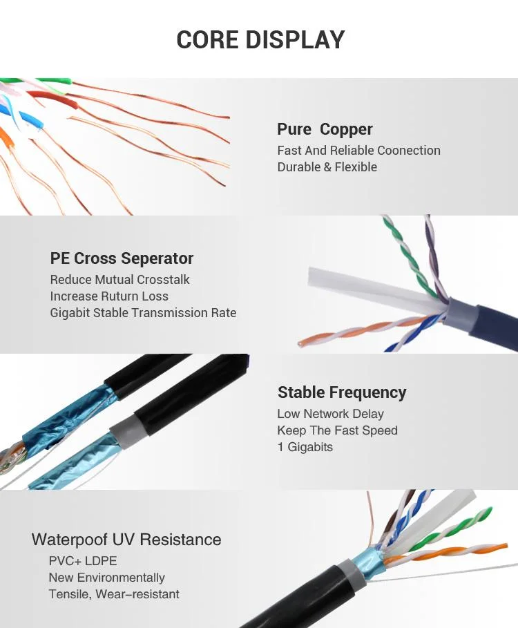 Manufacture 100m 305m 500m CAT6 Copper Bare Bc/CCA Cable Plenum Cat5e CAT6 CAT6A Cat7 Cat8 Ethernet Cable 305m Roll Network Cable