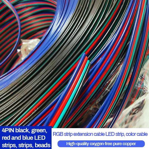 RGB Cable 4p 5p 6p 7p 8p 22AWG 20AWG 18AWG 16AWG LED Lighting Extension Line Tinne Copper Wire