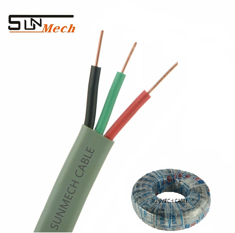 Electric Cable 1.5mm 2.5mm Flat Grey Wire BS6004 H05VV PVC Flexible Cable Stranded Copper Solid